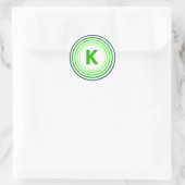 Letter K - blauw + groen Ronde Sticker (Tas)