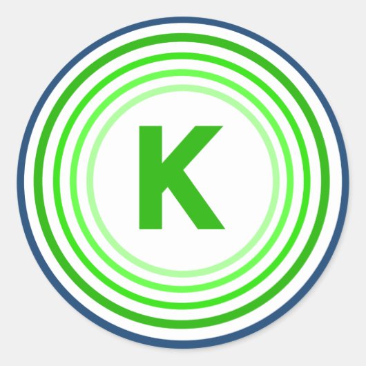 Letter K - blauw + groen Ronde Sticker (Voorkant)