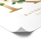 Letter K Blush Floral Monogram Gold Foil Nursery Poster (Hoek)