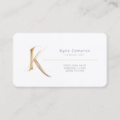 Letter K Calligrafie Gold/Black Gradient Monogram Visitekaartje (Voorkant)