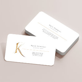 Letter K Calligrafie Gold/Black Gradient Monogram Visitekaartje