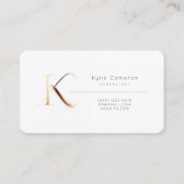 Letter K Calligrafie Gold/Black Gradient Monogram Visitekaartje (Voorkant)