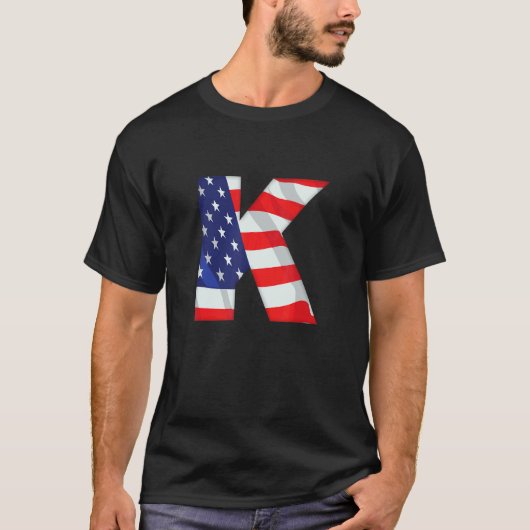 Letter K Capital Alphabet Usa American Flag Monogr T-shirt (Voorkant)