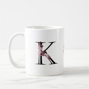 Letter K, Cherry Blossom   Naam Monogram Koffiemok