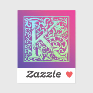 Letter K Colorful  First Letter Gradient Sticker