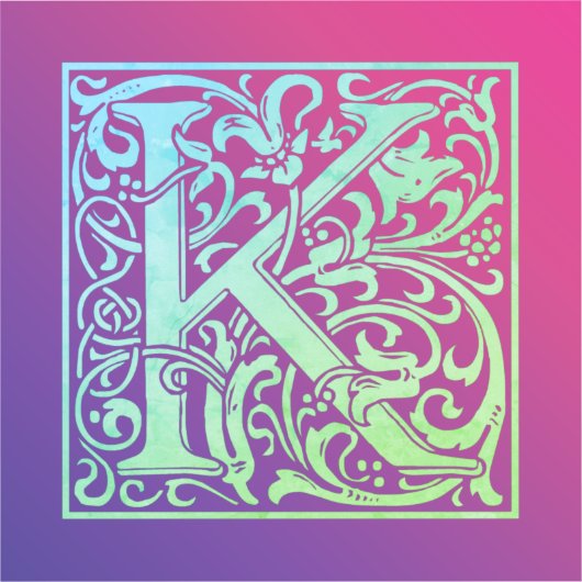Letter K Colorful First Letter Gradient Sticker (Voorkant)