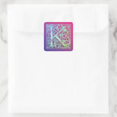 Letter K Colorful  First Letter Gradient Vierkante Sticker (Tas)