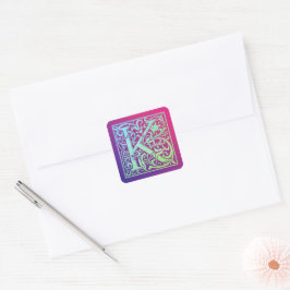 Letter K Colorful First Letter Gradient Vierkante Sticker
