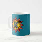 Letter K Comic Burst Monogram Eerste Letter Mok (Voorkant links)