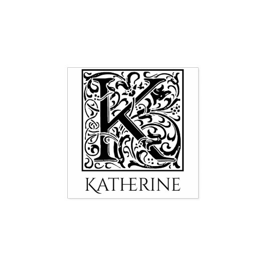 Letter K  eerste brief gepersonaliseerd Rubberstempel (Afrduk)