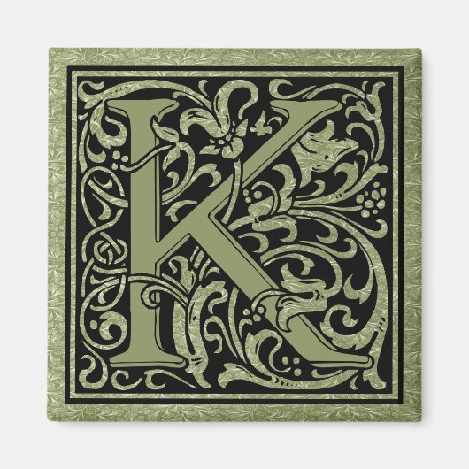 Letter K Eerste Letter Monogram Magneet (Voorkant)