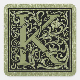 Letter K Eerste Letter Monogram Vierkante Sticker