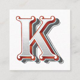 Letter "K" Elegant geborduurd Vierkante Visitekaartje
