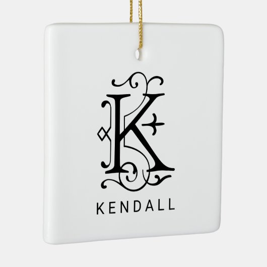 Letter K Elegant Monogram Kerst Ornament (Rechts)