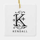 Letter K Elegant Monogram Kerst Ornament (Voorkant)