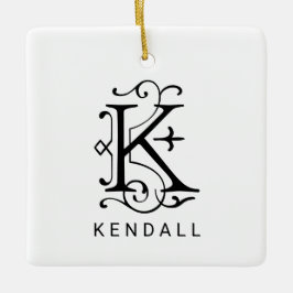 Letter K Elegant Monogram Kerst Ornament