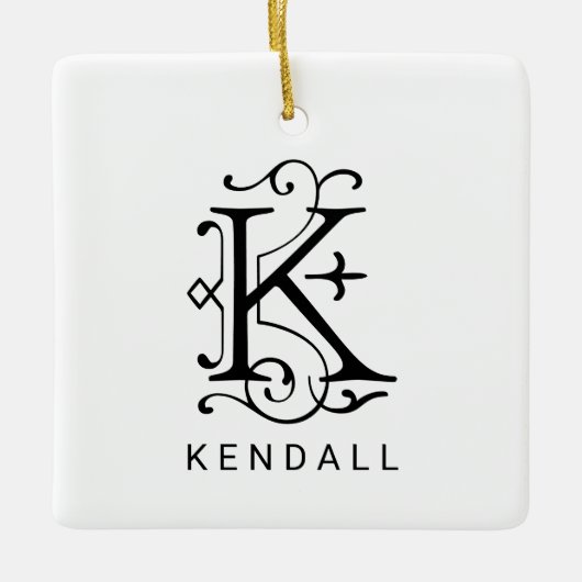 Letter K Elegant Monogram Kerst Ornament (Voorkant)