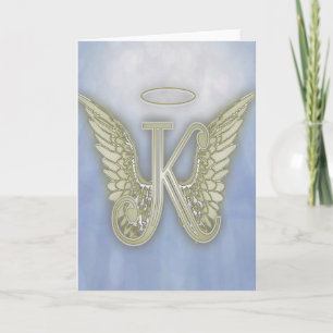 Letter K Engel Monogram Notitiekaartje