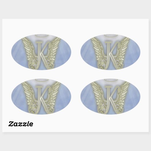 Letter K Engel Monogram Ovale Sticker (Vel)
