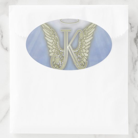 Letter K Engel Monogram Ovale Sticker (Tas)