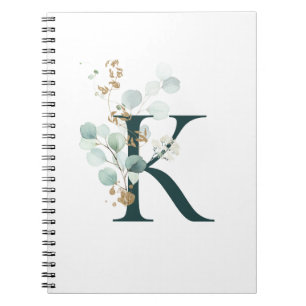 Letter K Eucalyptus en Gold Monogrammen Notitieboek