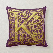 Letter K First Letter Faux Gold en Paars