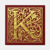 Letter K First Letter Faux Gold Red Magneet (Voorkant)