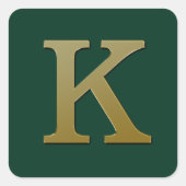 Letter K Gold Square Sticker (Voorkant)