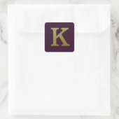 Letter K Gold Square Sticker (Tas)