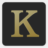 Letter K Gold Square Sticker (Voorkant)