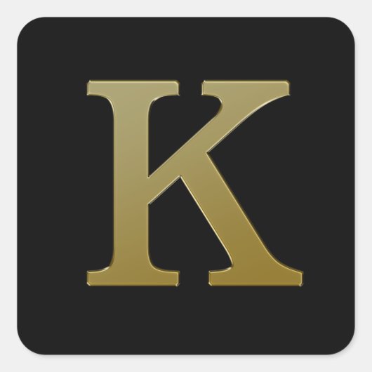 Letter K Gold Square Sticker (Voorkant)