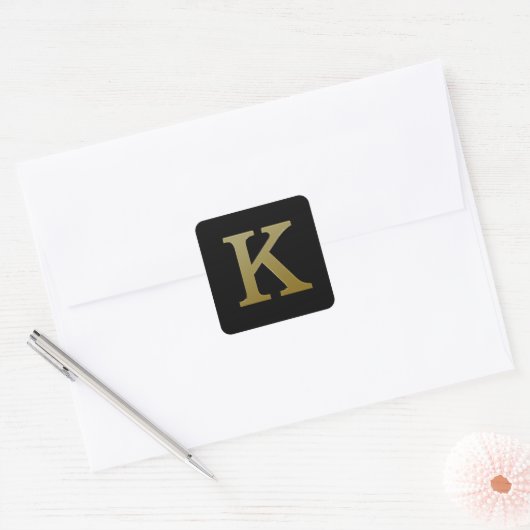Letter K Gold Square Sticker (Envelop)