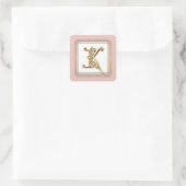 Letter K - Goud & Kant Classic Formele Huwelijkssl Vierkante Sticker (Tas)