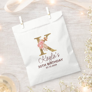 Letter K Gouden Monogram Roze Rozen Bedankzakje