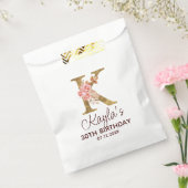 Letter K Gouden Monogram Roze Rozen Bedankzakje (Gezegeld)