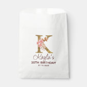 Letter K Gouden Monogram Roze Rozen Bedankzakje (Voorkant)