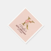 Letter K Gouden Monogram Roze Rozen Servet (Hoek)