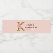 Letter K Gouden Monogram Roze Rozen Waterfles Etiket (Enkel label)