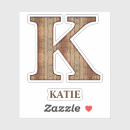 Letter K houtextuur met aangepaste naam Sticker