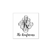 Letter K Initiaal Elegant Flourish Monogram Name Rubberstempel (Afrduk)