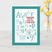 Letter K Initiaal Naam Alphabet Birthday Blauwgroe Kaart (Gele Bloem)