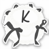 letter K Initiaal Zwart-Wit Strik Oude Cake Sticker (Voorkant)