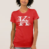 Letter K Kerstmonogram Initiaal Naam Rood T-shirt (Voorkant)