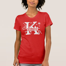 Letter K Kerstmonogram Initiaal Naam Rood T-shirt