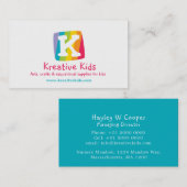 Letter K kinder, kleurrijk visitekaartje (Voorkant / Achterkant)
