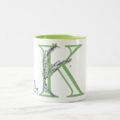 Letter K Lavendel Eucalyptus monogrammed Tweekleurige Koffiemok (Center)