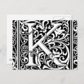 Letter K Middeleeuws Monogram Art Nouveau Briefkaart (Voorkant / Achterkant)