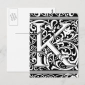 Letter K Middeleeuws Monogram Art Nouveau Briefkaart (Voorkant / Achterkant)