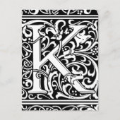 Letter K Middeleeuws Monogram Art Nouveau Briefkaart (Voorkant)