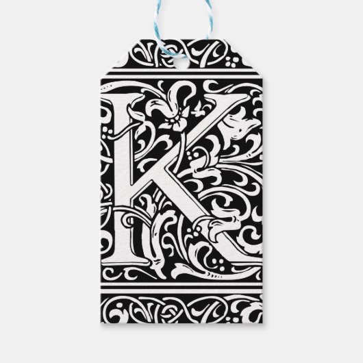 Letter K Middeleeuws Monogram Art Nouveau Cadeaulabel (Voorkant)
